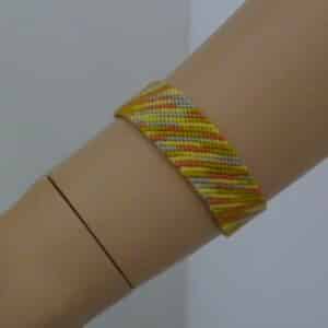 Hand-tied bracelet – agate pattern – Green-yellow St. Gray St. copper matte